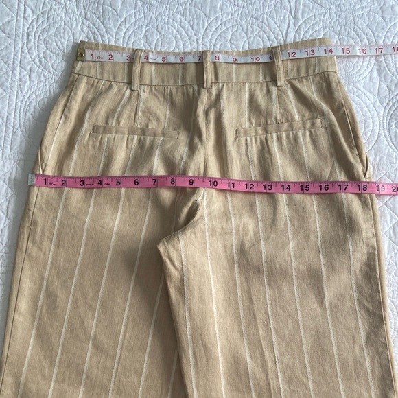 Sezane Rodriguo Linen Trouser Pleated Wide Leg Pants Tan Cream EU 34 US 4 - Picture 11 of 17